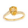 Thumbnail Image 1 of Pear-Shaped Citrine and White Lab-Created Sapphire Bypass Ring in Sterling Silver with 14K Gold Plate