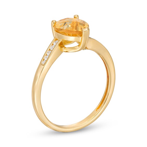 Pear-Shaped Citrine and White Lab-Created Sapphire Bypass Ring in Sterling Silver with 14K Gold Plate