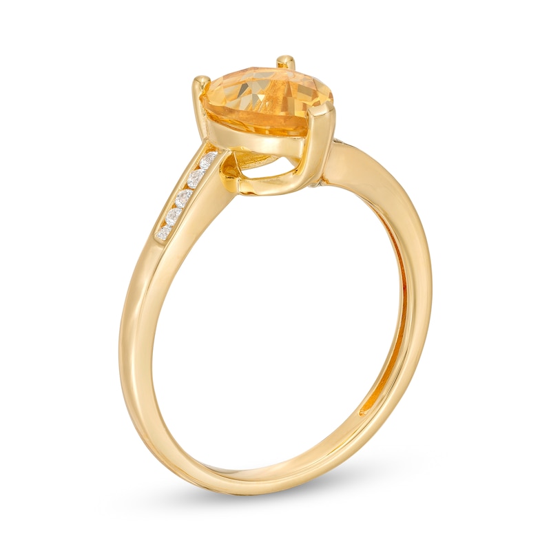 Main Image 3 of Pear-Shaped Citrine and White Lab-Created Sapphire Bypass Ring in Sterling Silver with 14K Gold Plate