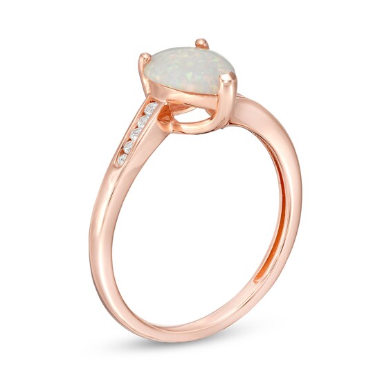 Pear-Shaped Lab-Created Opal and White Sapphire Bypass Ring Sterling Silver with 14K Rose Gold Plate