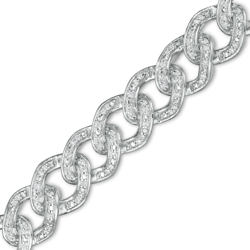 Main Image 1 of 1 CT. T.W. Diamond Curb Chain Bracelet in Sterling Silver - 7.5"