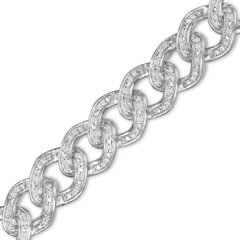 1 CT. T.W. Diamond Curb Chain Bracelet in Sterling Silver - 7.5"