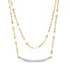 Thumbnail Image 1 of 1/8 CT. T.W. Diamond Curved Bar Double Strand Necklace in 10K Gold - 18.75"