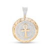 Thumbnail Image 0 of Men's 7/8 CT. T.W. Diamond Greek Key Frame Ankh Necklace Charm in 10K Gold