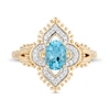 Thumbnail Image 4 of Enchanted Disney Jasmine Oval Swiss Blue Topaz and 1/10 CT. T.W. Diamond Ornate Ring in 10K Gold