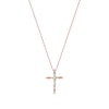 Thumbnail Image 1 of Opal and 1/20 CT. T.W. Diamond Braided Cross Pendant in 10K Rose Gold