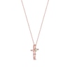 Thumbnail Image 2 of Opal and 1/20 CT. T.W. Diamond Braided Cross Pendant in 10K Rose Gold