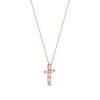 Thumbnail Image 1 of Opal and 1/20 CT. T.W. Diamond Braided Cross Pendant in 10K Rose Gold