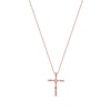 Thumbnail Image 3 of Opal and 1/20 CT. T.W. Diamond Braided Cross Pendant in 10K Rose Gold