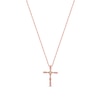 Thumbnail Image 2 of Opal and 1/20 CT. T.W. Diamond Braided Cross Pendant in 10K Rose Gold