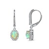 Thumbnail Image 2 of Oval Opal and 1/4 CT. T.W. Diamond Frame Drop Earrings in 10K White Gold
