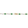 Thumbnail Image 2 of Oval Emerald and 1/6 CT. T.W. Diamond Wave Link Alternating Line Bracelet in 14K Gold – 7.25"