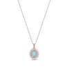 Thumbnail Image 1 of Oval Opal and 1/4 CT. T.W. Diamond Fanned Frame Pendant in 10K Rose Gold