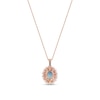 Thumbnail Image 3 of Oval Opal and 1/4 CT. T.W. Diamond Fanned Frame Pendant in 10K Rose Gold