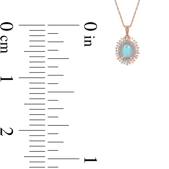 Oval Opal and 1/4 CT. T.w. Diamond Fanned Frame Pendant in 10K Rose Gold