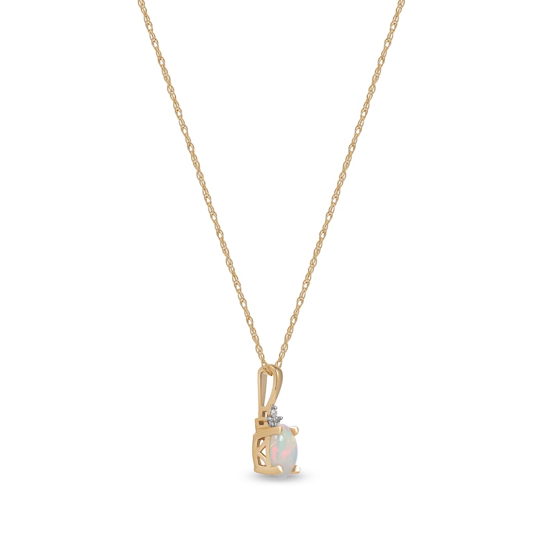 Oval Opal and Diamond Accent Tri-Top Pendant in 10K Gold