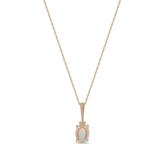 Oval Opal and Diamond Accent Tri-Top Pendant in 10K Gold