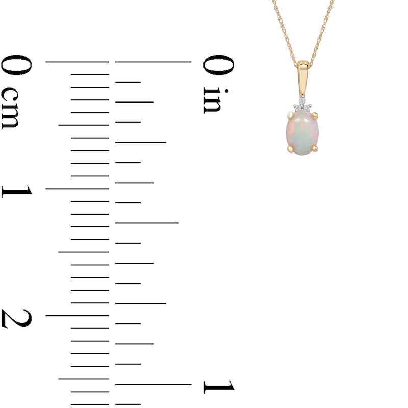 Oval Opal and Diamond Accent Tri-Top Pendant in 10K Gold