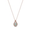 Thumbnail Image 1 of Oval Lab-Created Opal and White Sapphire Double Row Split Bail Pendant in 10K Rose Gold