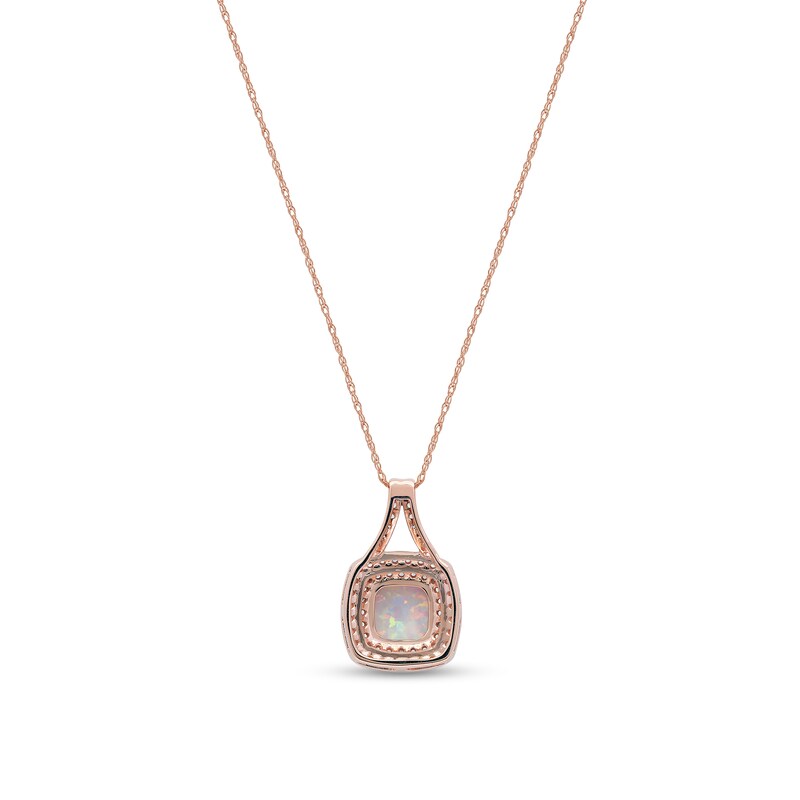 Main Image 3 of Cushion-Shaped Lab-Created Opal and White Sapphire Double Frame Split Bail Pendant in 10K Rose Gold