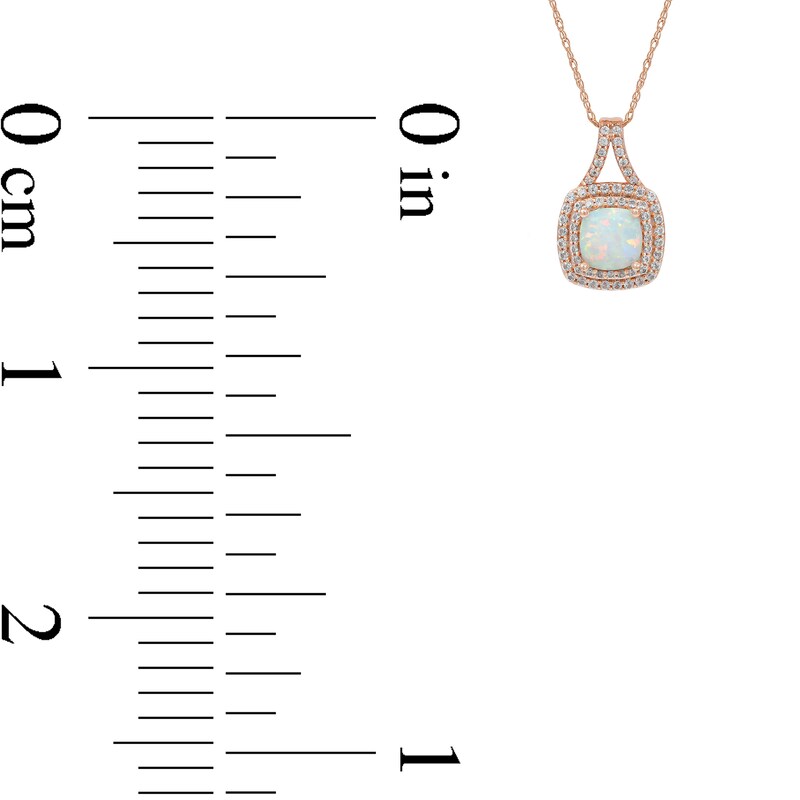 Main Image 4 of Cushion-Shaped Lab-Created Opal and White Sapphire Double Frame Split Bail Pendant in 10K Rose Gold