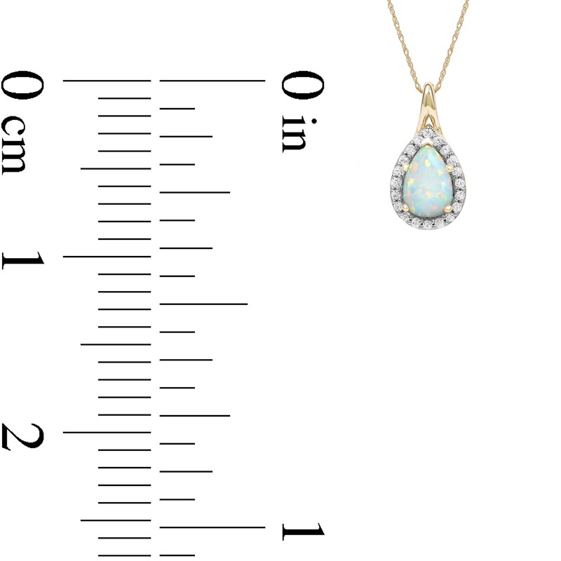 Main Image 4 of Pear-Shaped Lab-Created Opal and White Sapphire Teardrop Frame Split Bail Pendant in 10K Gold