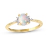 Thumbnail Image 0 of Oval Opal and 1/20 CT. T.W. Diamond Collar Ring in 10K Gold