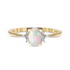 Thumbnail Image 2 of Oval Opal and 1/20 CT. T.W. Diamond Collar Ring in 10K Gold