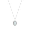 Thumbnail Image 1 of Oval Lab-Created Opal and White Sapphire Art Deco Shadow Frame Pendant in Sterling Silver