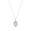 Thumbnail Image 3 of Oval Lab-Created Opal and White Sapphire Art Deco Shadow Frame Pendant in Sterling Silver