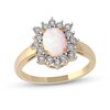 Thumbnail Image 1 of Oval Lab-Created Opal and White Sapphire Shadow Frame Ring in 10K Gold