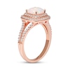 Thumbnail Image 2 of Cushion-Shaped Lab-Created Opal and White Sapphire Double Frame Split Shank Ring in 10K Rose Gold