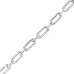 The Kindred Links from Vera Wang Love Collection 1/4 CT. T.W. Diamond Paperclip Link Bracelet in Sterling Silver