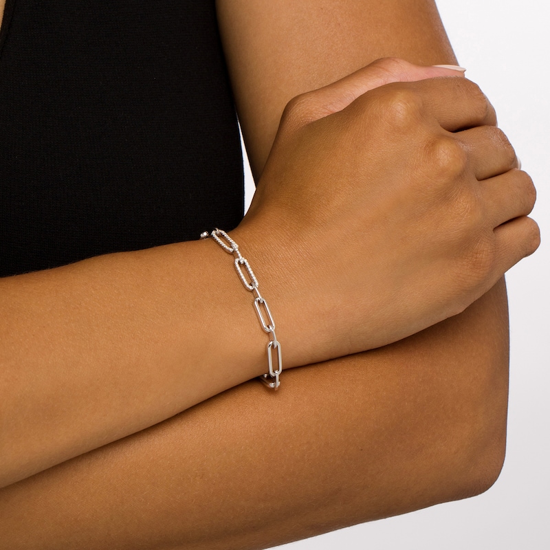 Main Image 2 of The Kindred Links from Vera Wang Love Collection 1/4 CT. T.W. Diamond Paper Clip Link Bracelet in Sterling Silver