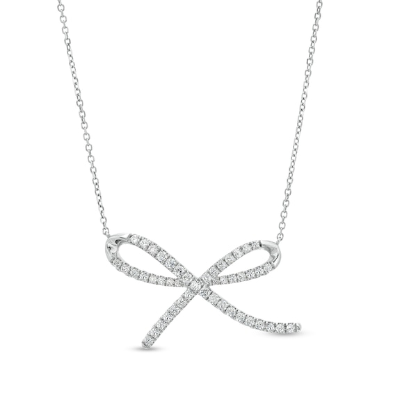 Vera Wang Love Collection 1/2 CT. T.w. Diamond Bow Necklace in Sterling Silver â 19"