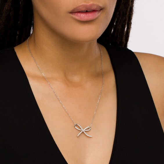 Vera Wang Love Collection 1/2 CT. T.w. Diamond Bow Necklace in Sterling Silver â 19"