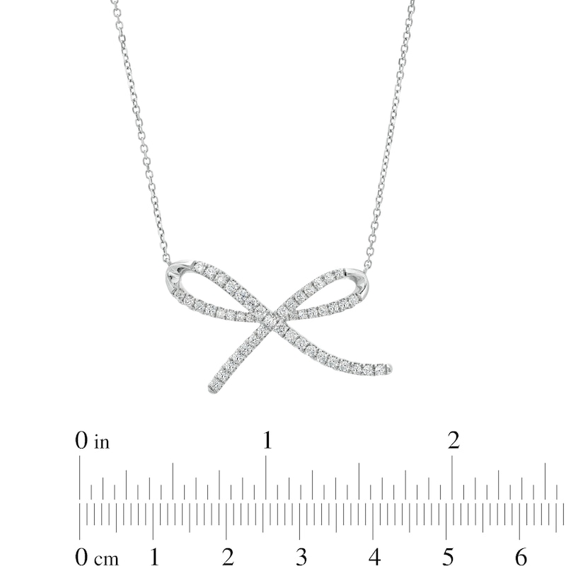 Main Image 5 of Vera Wang Love Collection 1/2 CT. T.W. Diamond Bow Necklace in Sterling Silver – 19"