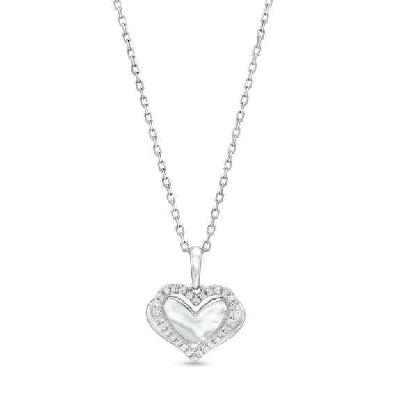 The Kindred Heart from Vera Wang Collection 1/10 CT. T.w. Diamond Layered Heart Pendant in Sterling Silver â 19"