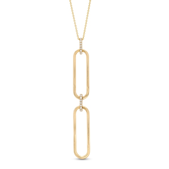 The Kindred Links from Vera Wang Love Collection 1/8 CT. T.w. Diamond Paper Clip Link Drop Pendant in 10K Gold – 19"