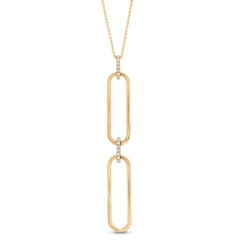 Main Image 1 of The Kindred Links from Vera Wang Love Collection 1/8 CT. T.W. Diamond Paper Clip Link Drop Pendant in 10K Gold – 19"