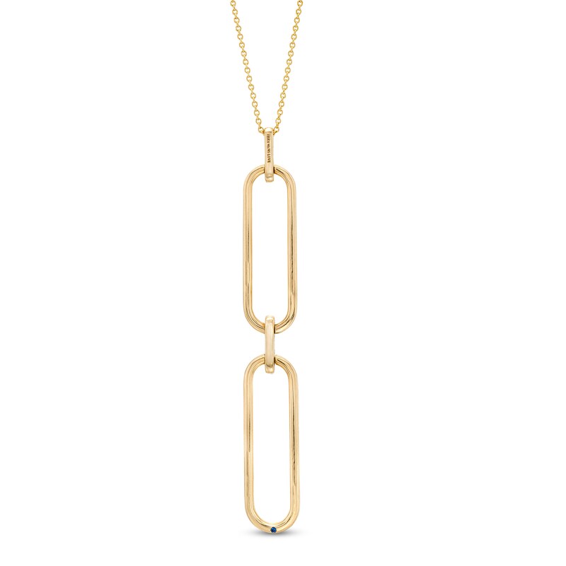 Main Image 3 of The Kindred Links from Vera Wang Love Collection 1/8 CT. T.W. Diamond Paper Clip Link Drop Pendant in 10K Gold – 19"