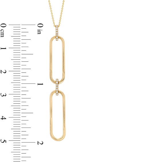 The Kindred Links from Vera Wang Love Collection 1/8 CT. T.w. Diamond Paper Clip Link Drop Pendant in 10K Gold â 19"