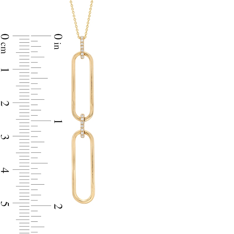 Main Image 5 of The Kindred Links from Vera Wang Love Collection 1/8 CT. T.W. Diamond Paper Clip Link Drop Pendant in 10K Gold – 19"