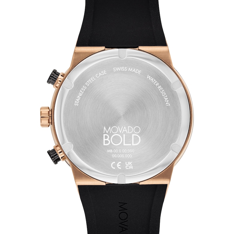 Main Image 3 of Men's Movado Bold® Fusion Rose-Tone IP and Black Ceramic Chronograph Strap Watch with Rose-Tone Dial (Model: 3600854)