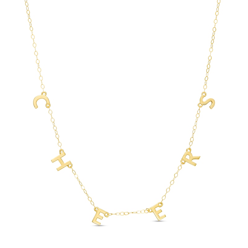 Main Image 1 of "CHEERS" Letter Station Necklace in 10K Gold – 17"
