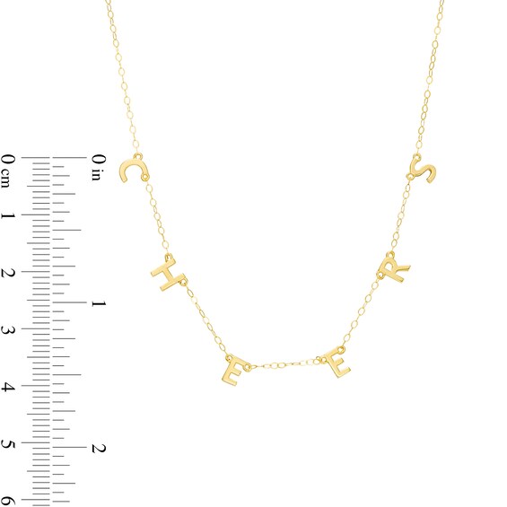 "Cheers" Letter Station Necklace in 10K Gold – 17"