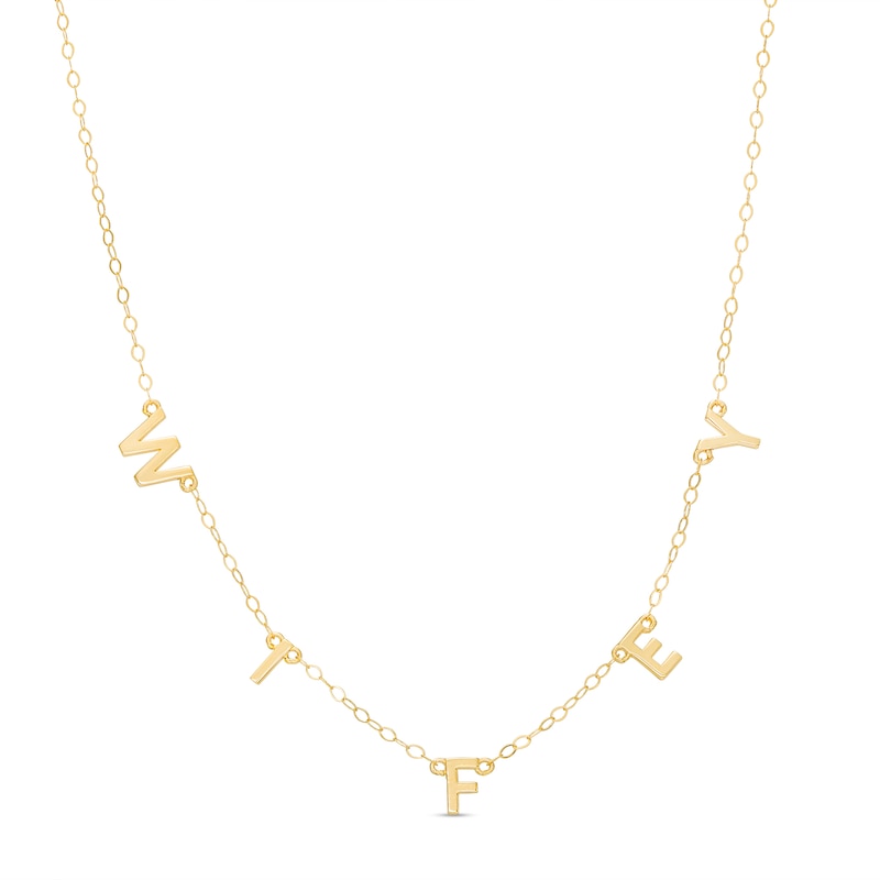 Main Image 1 of "WIFEY" Letter Station Necklace in 10K Gold – 17"