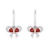 Thumbnail Image 0 of Enchanted Disney Snow White Garnet and 1/15 CT. T.W. Diamond Drop Earrings in Sterling Silver and 10K Rose Gold