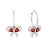 Thumbnail Image 1 of Enchanted Disney Snow White Garnet and 1/15 CT. T.W. Diamond Drop Earrings in Sterling Silver and 10K Rose Gold