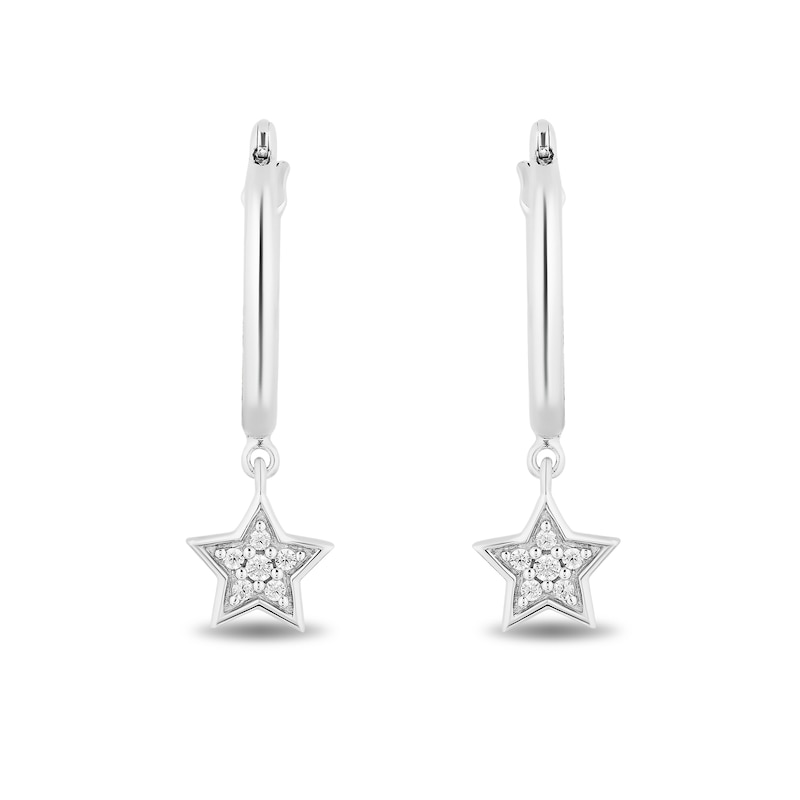 Enchanted Disney Tinker Bell 1/10 CT. T.W. Diamond Star Drop Earrings in Sterling Silver and 10K Gold